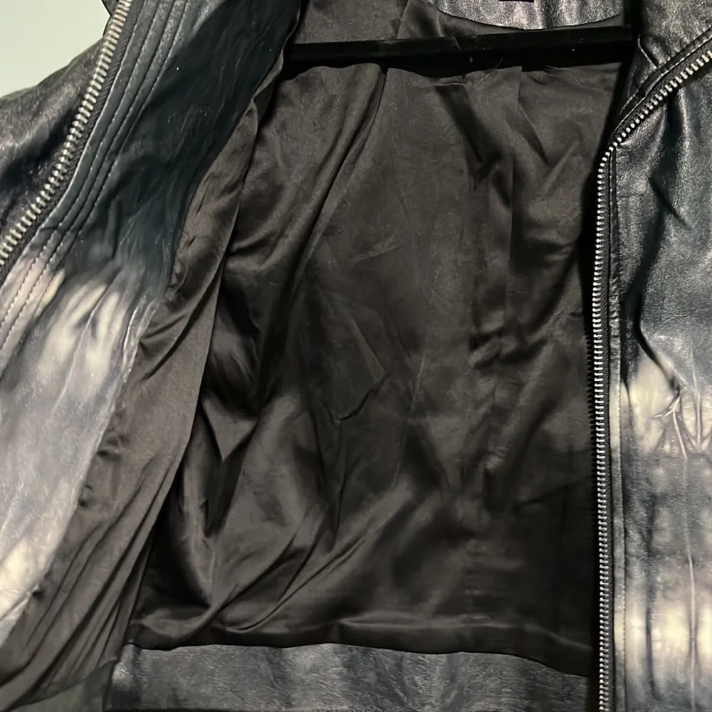 BLANKNYC black tie-dye faux leather moto jacket